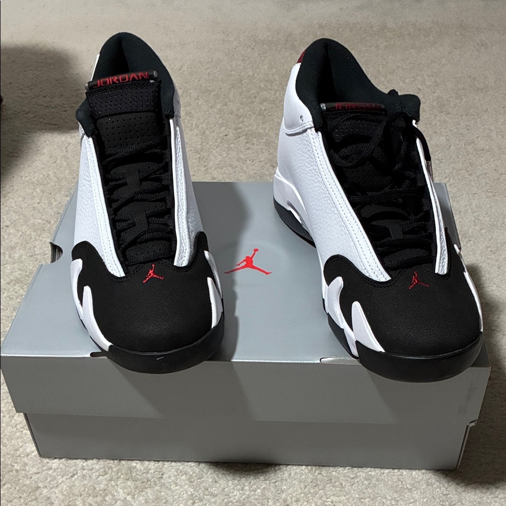 Jordan Retro 14 Black, White, and Red Sneakers